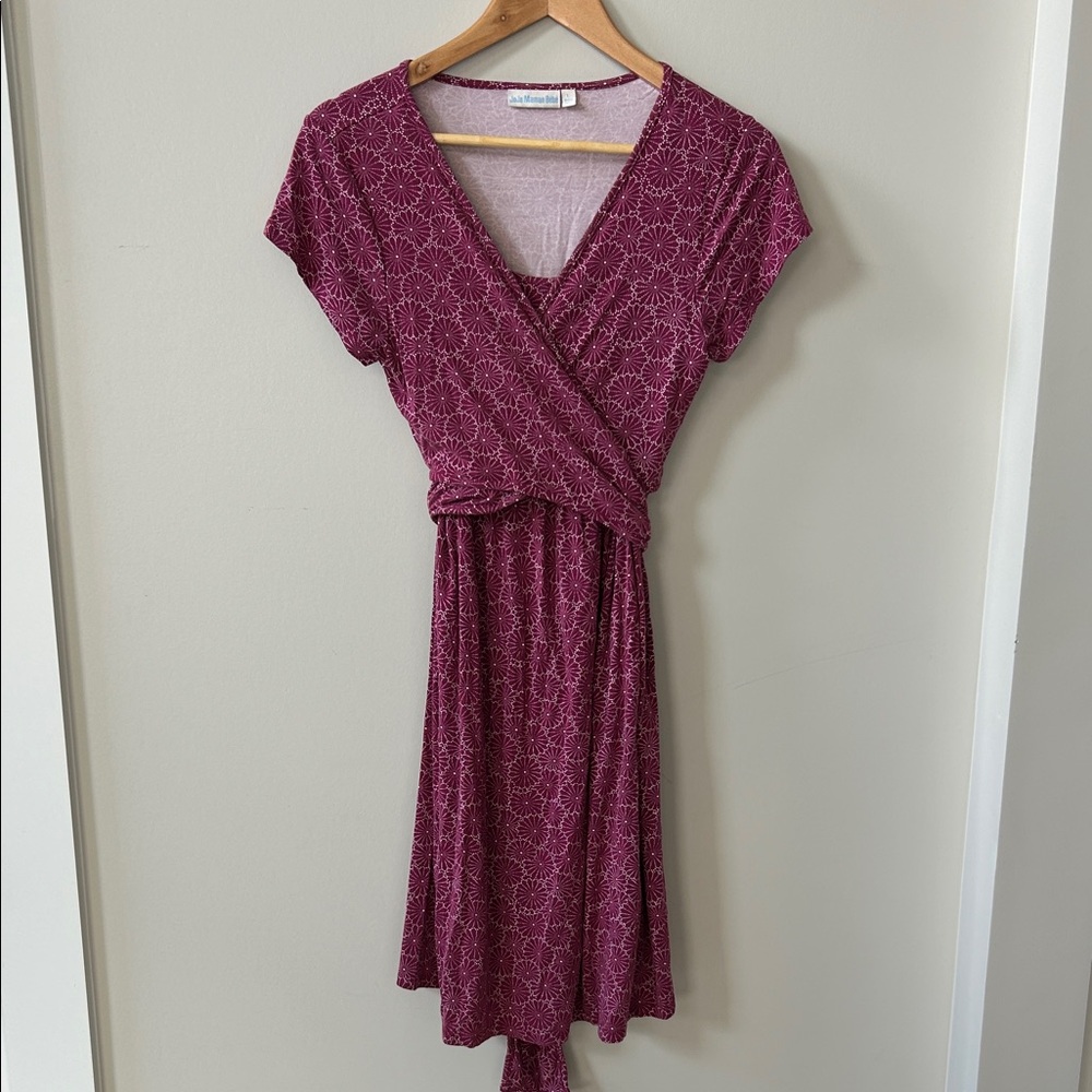 Chic Floral Maternity Midi Dress in Rich Purple